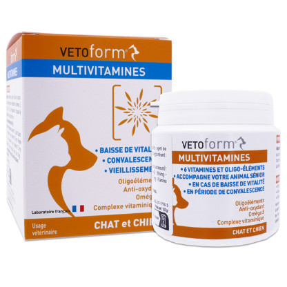 Complément alimentaire multivitaminé - Chien chat , pot 100g - VETOFORM 1 3760054070073