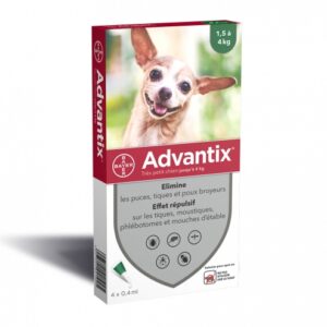advantix tres petit chien 1 5 a 4 kg 4 ou 6 pipettes bayer