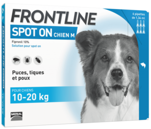 frontline spot on antiparasitaire chiens de 10 20kg 4 ou 6 pipettes merial