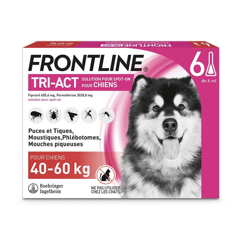 Frontline XL TRI-ACT- Antiparasitaire chiens de 40-60kg - BOEHRINGER 1 frontline triact chien taille xl 6pipettes main fr 2020 7