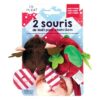 lot de deux souris de noel en peluche pour chats