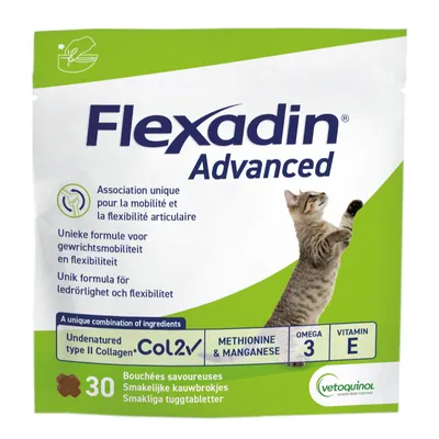 Flexadin Advanced Chat - Soutien des articulations - VETOQUINOL 1 164804 pla vetoquinol flexadin adv chat 30bouch es 1000x1000 hs 01 1