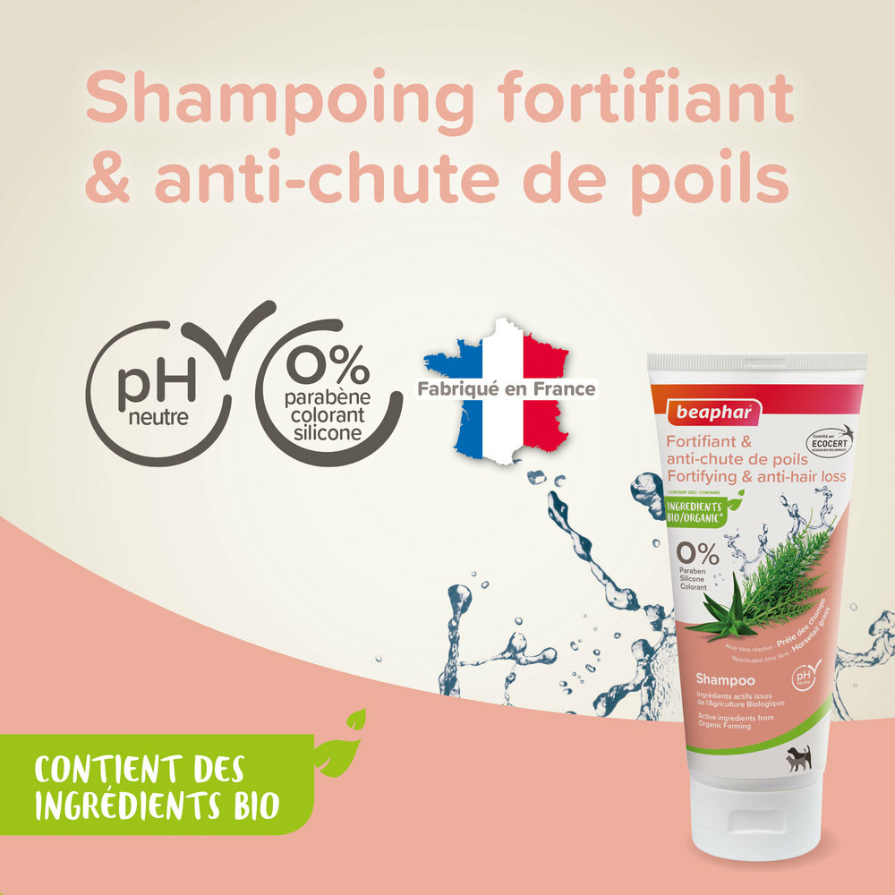 Shampooing fortifiant et anti-chute de poils, 200ml- Beaphar 3 14989 Ecommerce Bio Shampoo Anti hair loss FR 2023 3