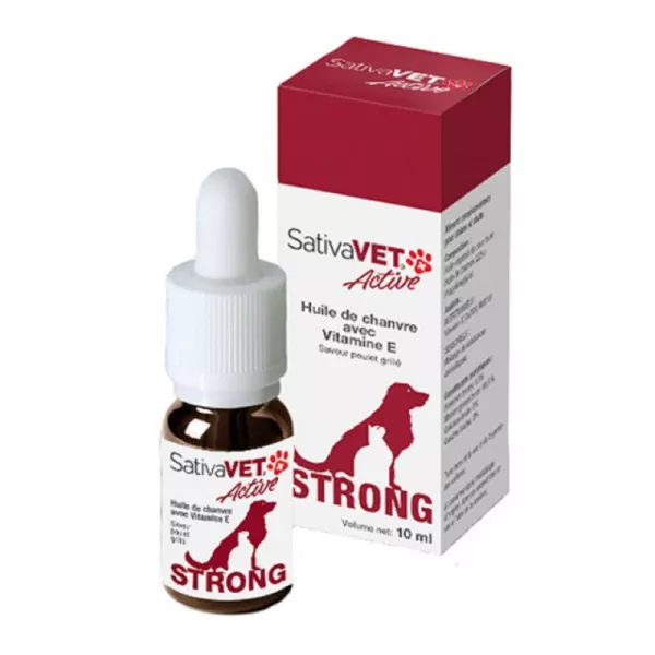 SATIVAVET ACTIVE - Confort, Bien-être, Chat, Chien 10ml - TVM 3 7640135420224 sativavet active strong 10ml confort bien etre chat chien