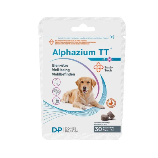 Alphazium - bouchées anti-stress petit chien , chien moyen, grand chien et chat - Sachet de 30 bouchées - TVM 3 alphazium tt m