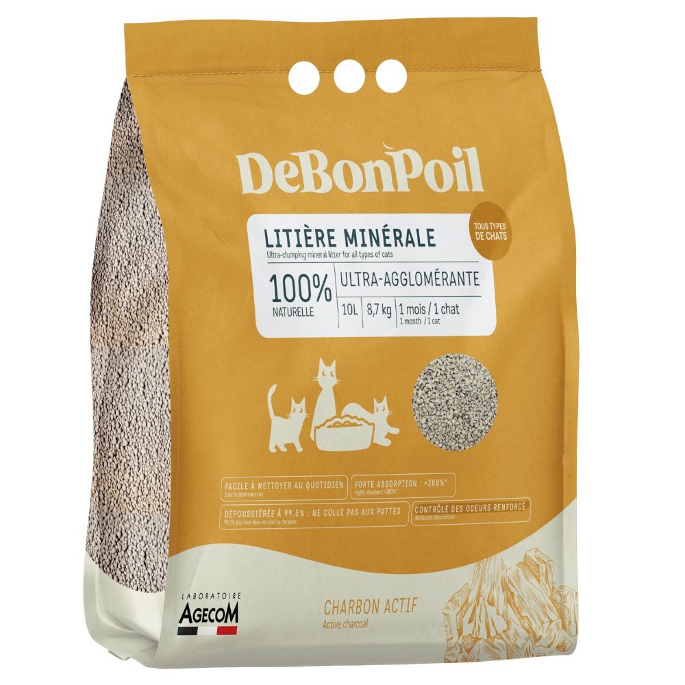 DE BON POIL - Litière au charbon pour chat, 10 L - AGECOM 1 de bon poil litiere charbon 10l