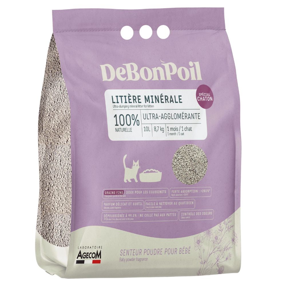 DE BON POIL - Litière minéral pour chaton, 10 L - AGECOM 1 de bon poil litiere chaton 10l
