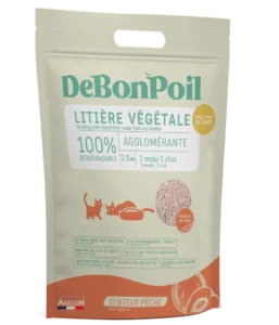 litiere vegetale 2.8 kg peche chat