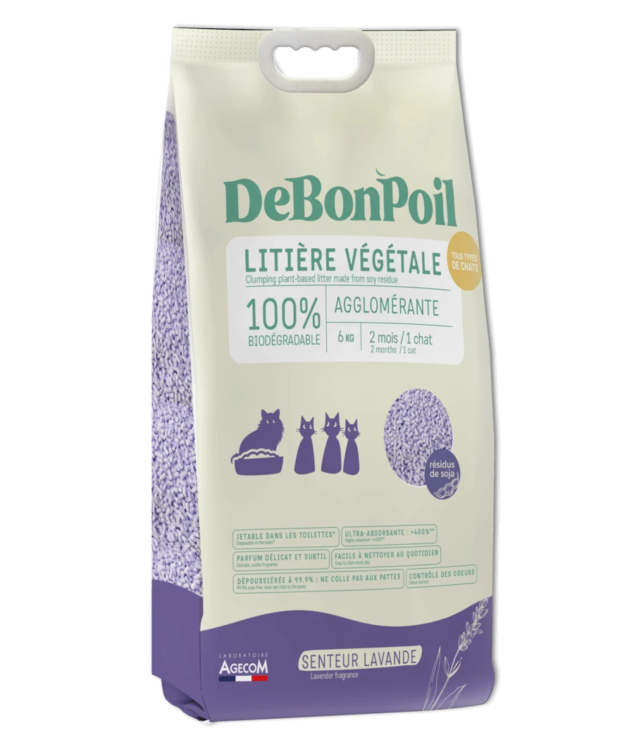 DBP - Litière naturelle végétale soja lavande - AGECOM 1 litiere vegetale 6 kg lavande chat